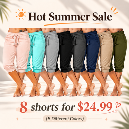 🔥Hot Summer Sale🔥Women’s Drawstring Capri Pants with Pockets for Casual Comfort Wear