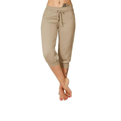 🔥Hot Summer Sale🔥Women’s Drawstring Capri Pants with Pockets for Casual Comfort Wear
