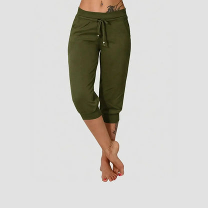 🔥Hot Summer Sale🔥Women’s Drawstring Capri Pants with Pockets for Casual Comfort Wear